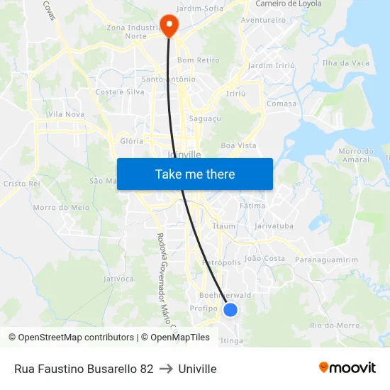 Rua Faustino Busarello 82 to Univille map