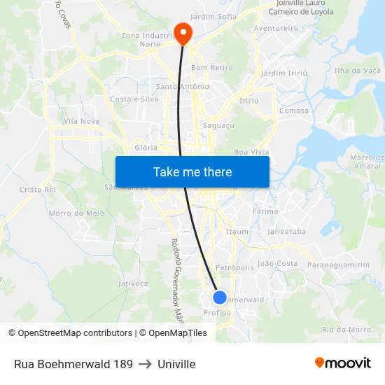 Rua Boehmerwald 189 to Univille map