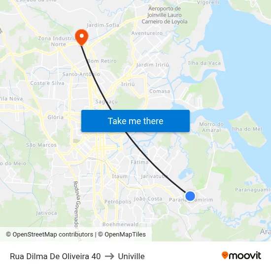 Rua Dilma De Oliveira 40 to Univille map