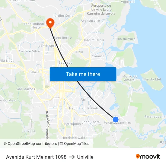 Avenida Kurt Meinert 1098 to Univille map