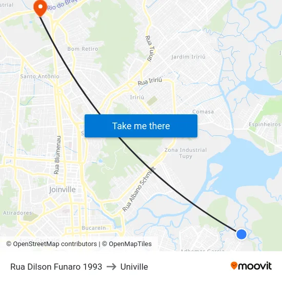 Rua Dilson Funaro 1993 to Univille map