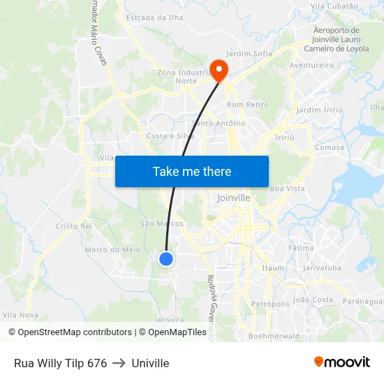 Rua Willy Tilp 676 to Univille map