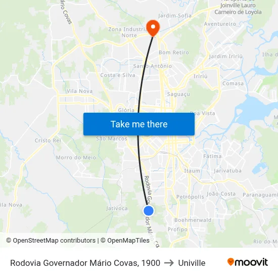 Rodovia Governador Mário Covas, 1900 to Univille map