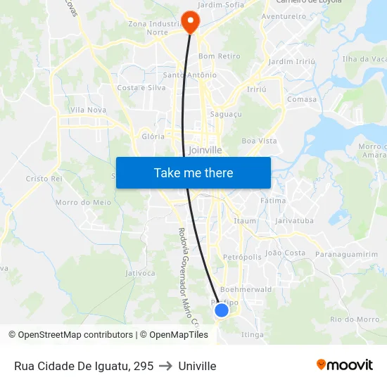 Rua Cidade De Iguatu, 295 to Univille map