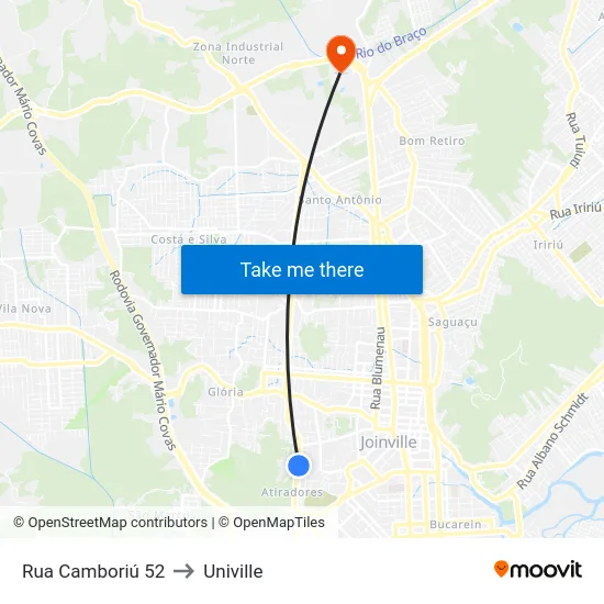 Rua Camboriú 52 to Univille map