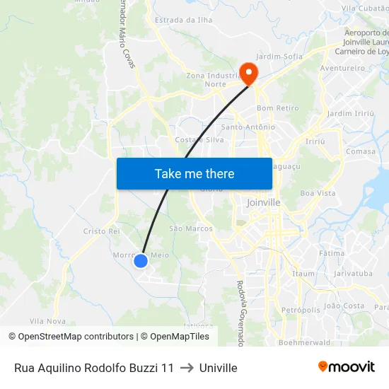 Rua Aquilino Rodolfo Buzzi 11 to Univille map