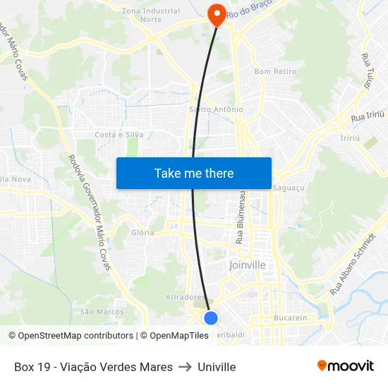 Box 19 - Viação Verdes Mares to Univille map