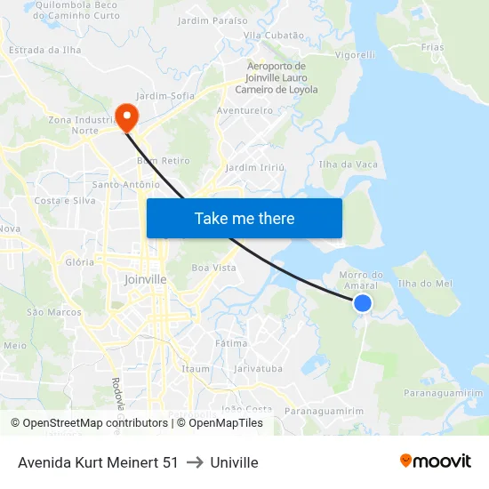Avenida Kurt Meinert 51 to Univille map