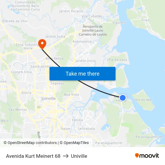 Avenida Kurt Meinert 68 to Univille map
