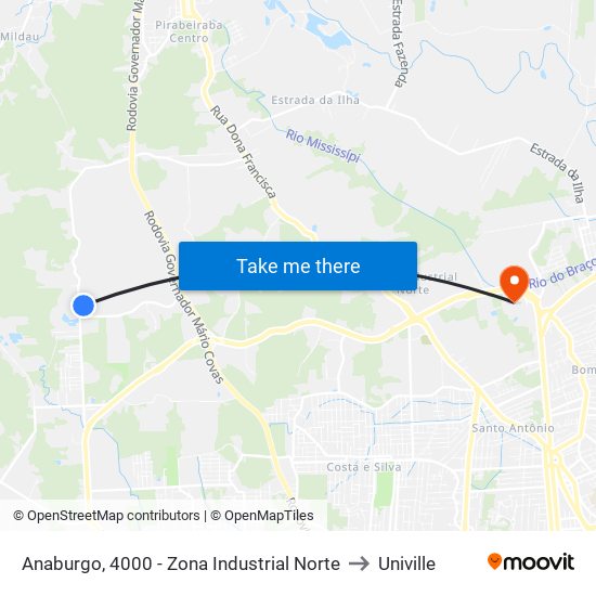 Anaburgo, 4000 - Zona Industrial Norte to Univille map