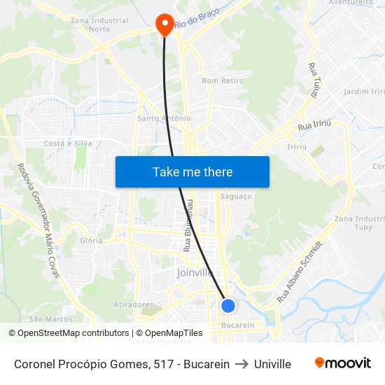Coronel Procópio Gomes, 517 - Bucarein to Univille map