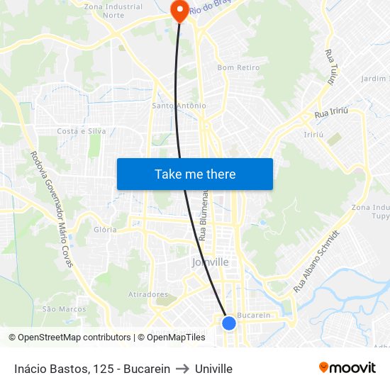 Inácio Bastos, 125 - Bucarein to Univille map