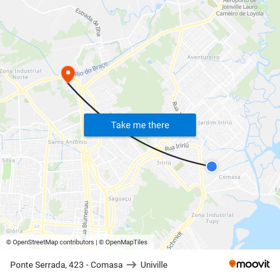 Ponte Serrada, 423 - Comasa to Univille map