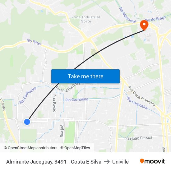 Almirante Jaceguay, 3491 - Costa E Silva to Univille map