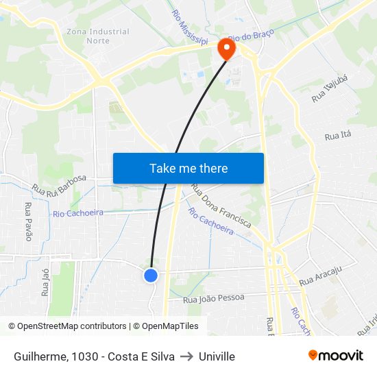 Guilherme, 1030 - Costa E Silva to Univille map