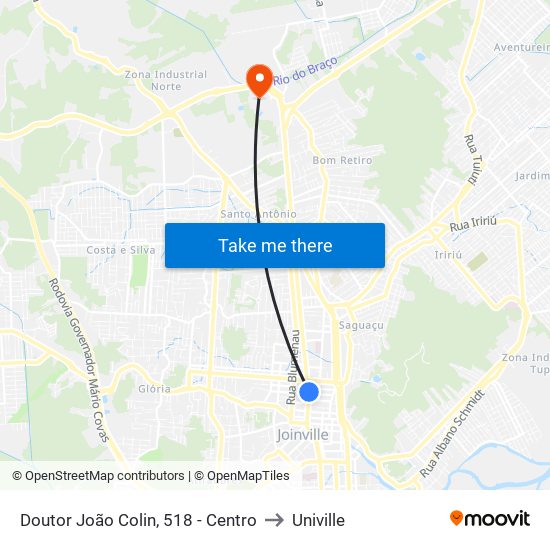 Doutor João Colin, 518 - Centro to Univille map