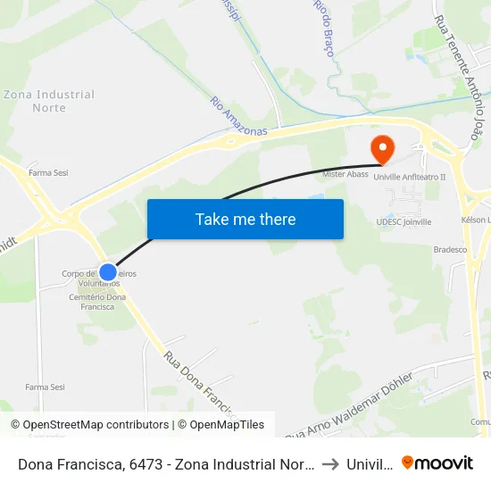 Dona Francisca, 6473 - Zona Industrial Norte to Univille map