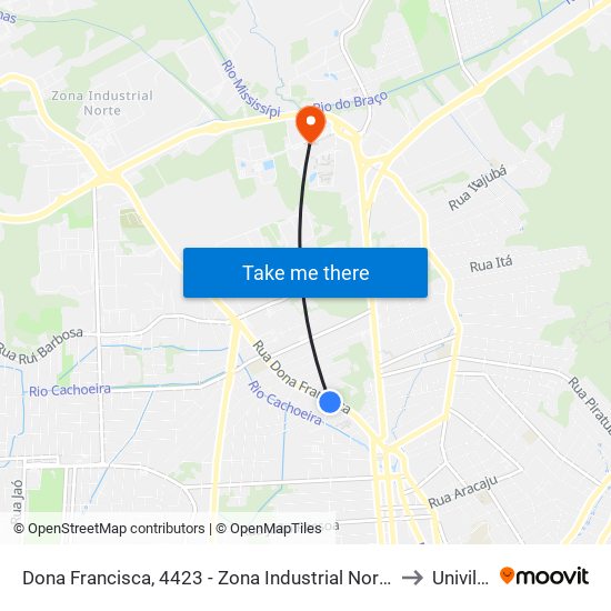 Dona Francisca, 4423 - Zona Industrial Norte to Univille map