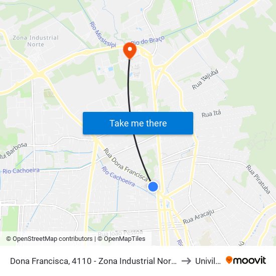 Dona Francisca, 4110 - Zona Industrial Norte to Univille map