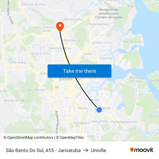 São Bento Do Sul, 455 - Jarivatuba to Univille map