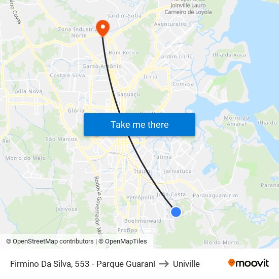 Firmino Da Silva, 553 - Parque Guaraní to Univille map