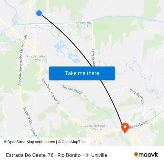 Estrada Do Oeste, 76 - Rio Bonito to Univille map