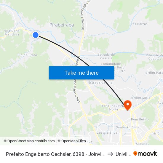 Prefeito Engelberto Oechsler, 6398 - Joinville to Univille map