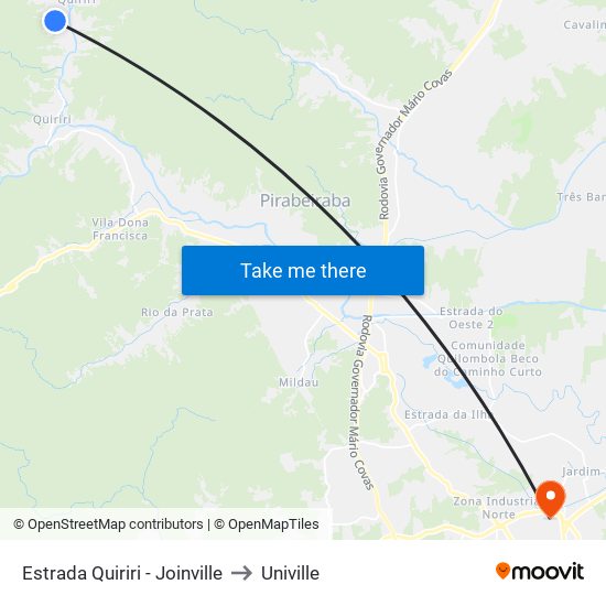 Estrada Quiriri - Joinville to Univille map