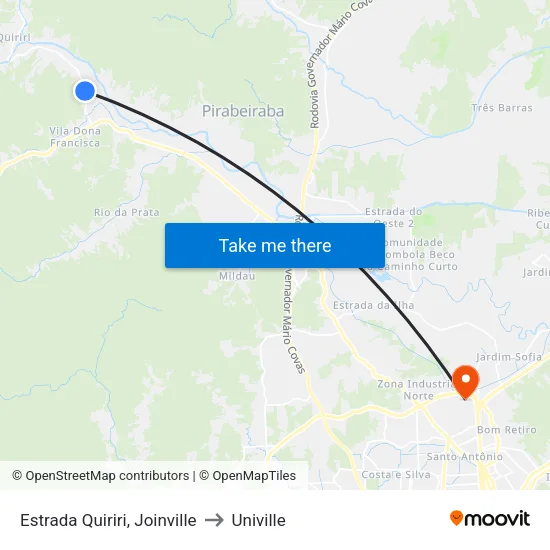 Estrada Quiriri, Joinville to Univille map