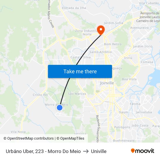 Urbâno Uber, 223 - Morro Do Meio to Univille map