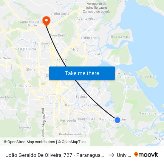 João Geraldo De Oliveira, 727 - Paranaguamirim to Univille map