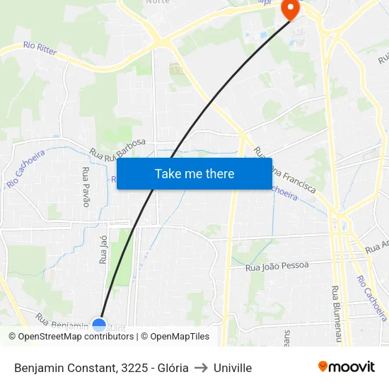 Benjamin Constant, 3225 - Glória to Univille map