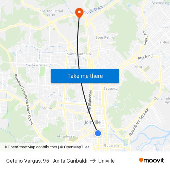 Getúlio Vargas, 95 - Anita Garibaldi to Univille map