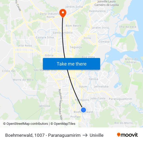 Boehmerwald, 1007 - Paranaguamirim to Univille map