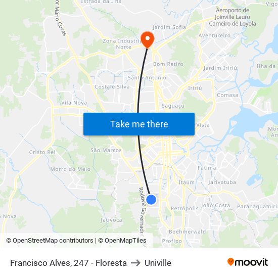 Francisco Alves, 247 - Floresta to Univille map