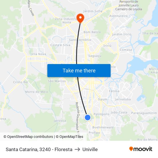 Santa Catarina, 3240 - Floresta to Univille map