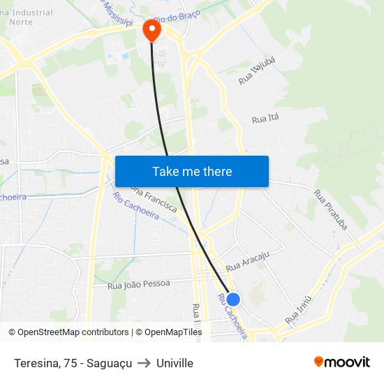 Teresina, 75 - Saguaçu to Univille map