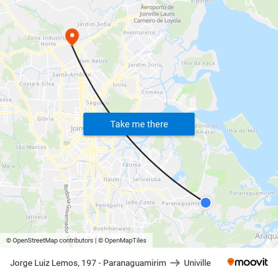 Jorge Luiz Lemos, 197 - Paranaguamirim to Univille map