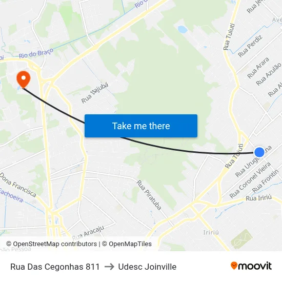 Rua Das Cegonhas 811 to Udesc Joinville map