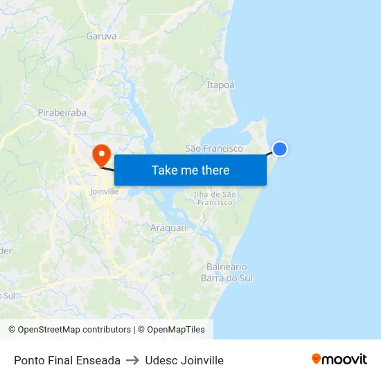 Ponto Final Enseada to Udesc Joinville map