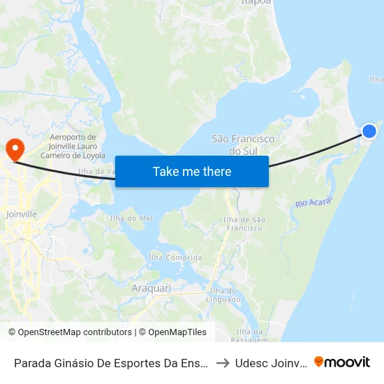 Parada Ginásio De Esportes Da Enseada to Udesc Joinville map