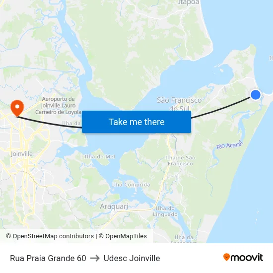 Rua Praia Grande 60 to Udesc Joinville map