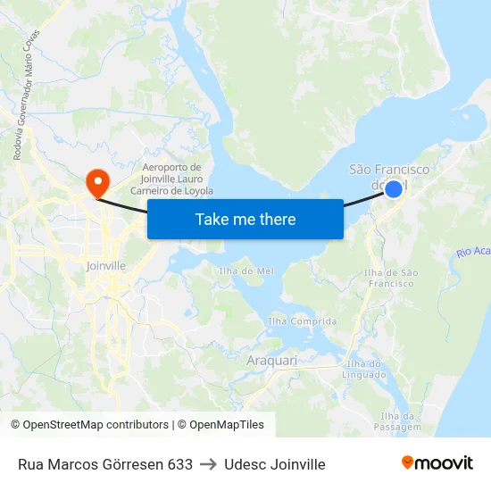 Rua Marcos Görresen 633 to Udesc Joinville map
