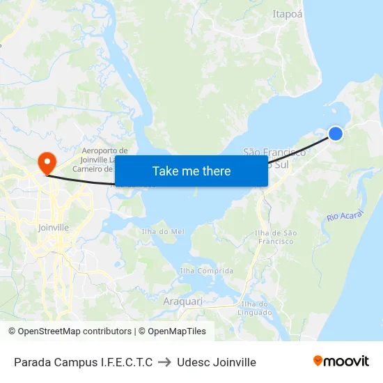 Parada Campus I.F.E.C.T.C to Udesc Joinville map