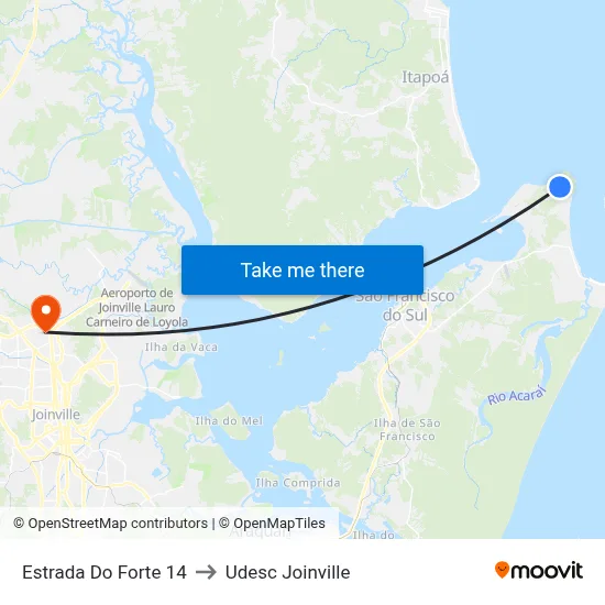Estrada Do Forte 14 to Udesc Joinville map