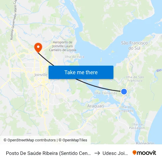 Posto De Saúde Ribeira (Sentido Centro/Bairro) to Udesc Joinville map