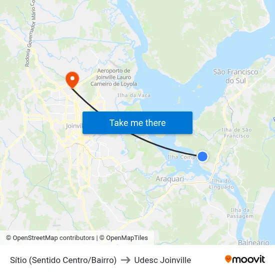 Sítio (Sentido Centro/Bairro) to Udesc Joinville map