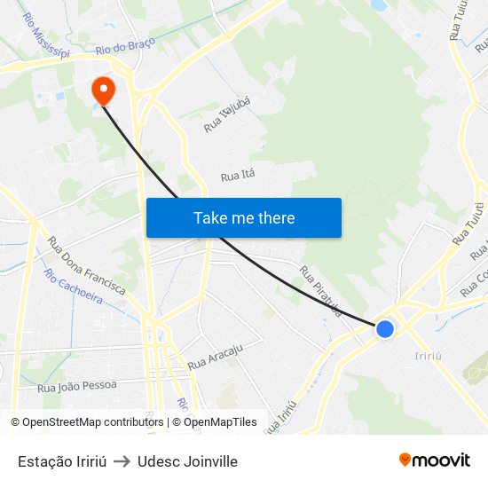 Estação Iririú to Udesc Joinville map
