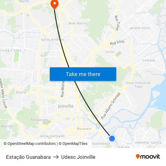 Estação Guanabara to Udesc Joinville map