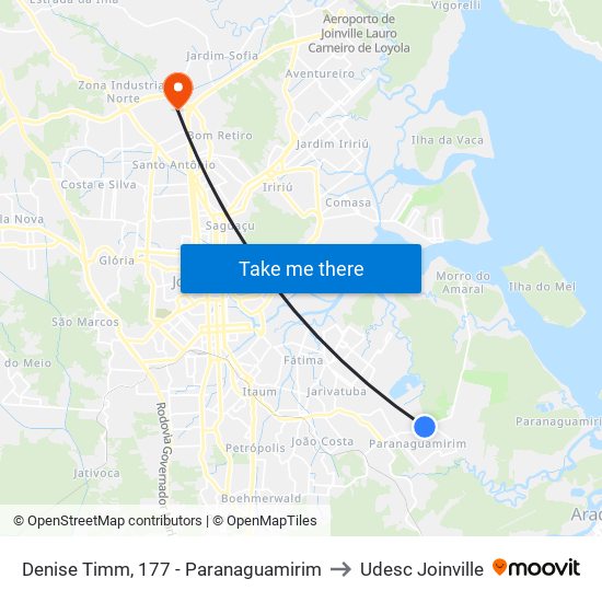 Denise Timm, 177 - Paranaguamirim to Udesc Joinville map